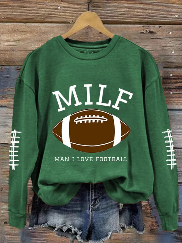 Women's Funny MILF Man I Love Football Print Shirt