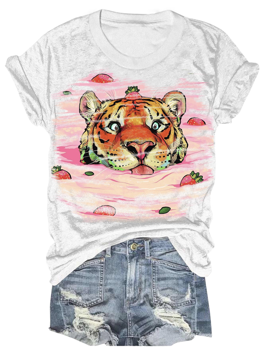 Women's Summer Cute Tiger Print T-Shirt Top